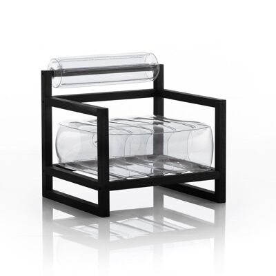 Armchair Yoko black wood frame-Transparent