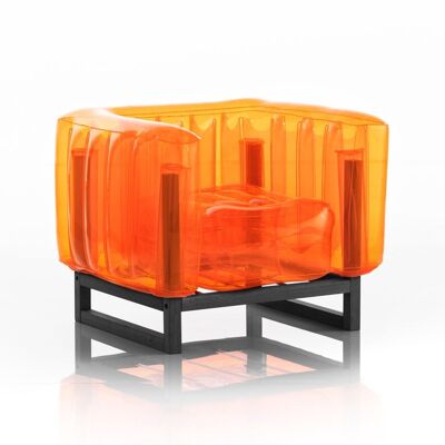 Yomi Eko Black Wood Armchair - Orange