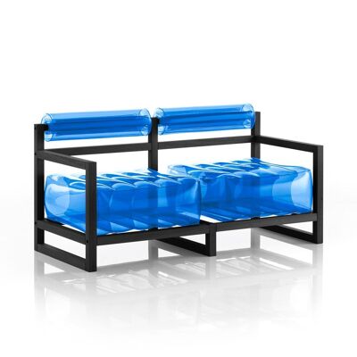 Sofa Yoko Holzgestell schwarz-blau