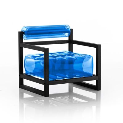 Poltrona Yoko struttura in legno nero-Blu