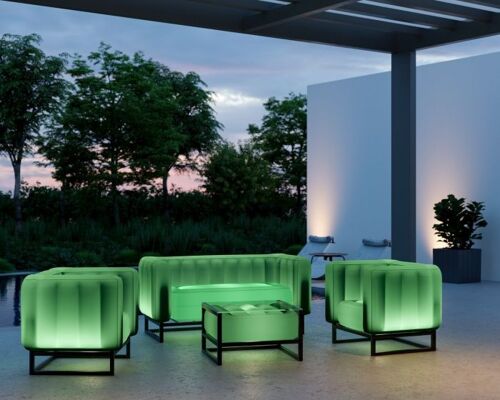 Salon de jardin Yomi lumineux et table basse-Vert