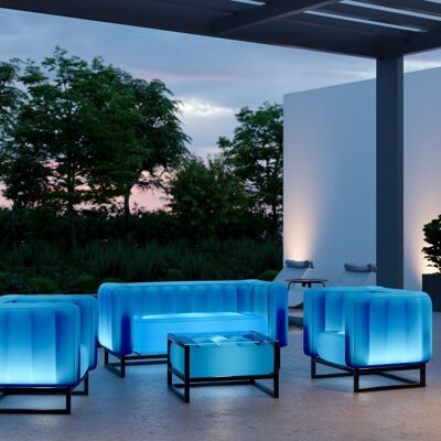 Salon de jardin Yomi lumineux et table basse-Bleu