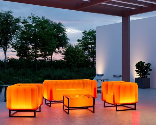 Salon de jardin Yomi lumineux et table basse-Orange