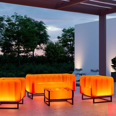 Luminosi mobili da giardino Yomi e tavolino-arancione