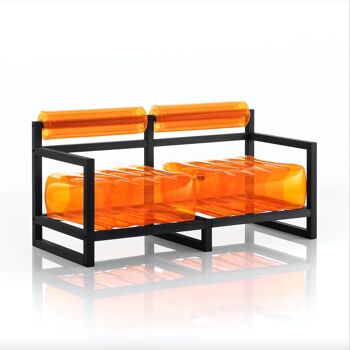 Salon de jardin Yoko EKO et table basse Bois noir-Orange 3