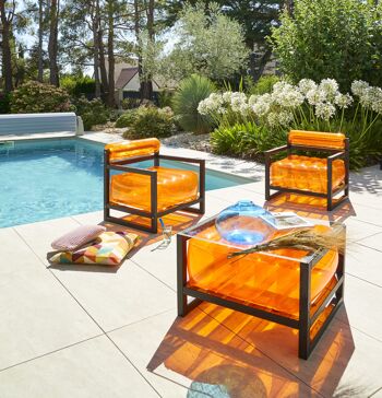 Salon de jardin Yoko EKO et table basse Bois noir-Orange 4