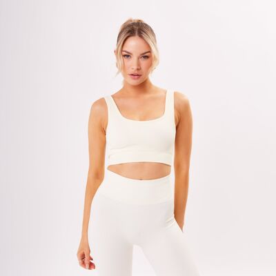 The Luxe Ribbed Sports Bra - Ivory