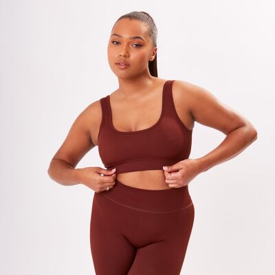 The Luxe Ribbed Sports Bra - Chocolate