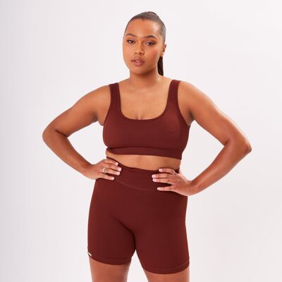 The Luxe Ribbed Cycling Shorts - Chocolate