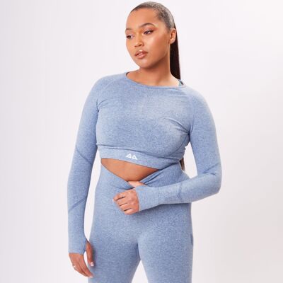 The 'Energy' Scrunch & Seamless Long Sleeve Top - Steel Blue