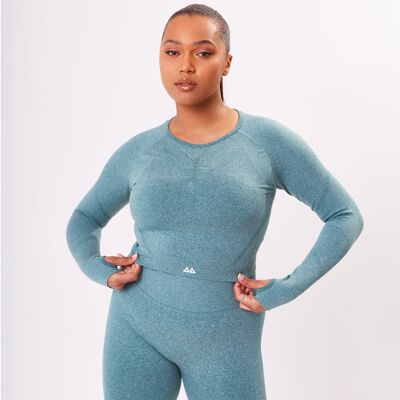 The 'Energy' Scrunch & Seamless Long Sleeve Top - Teal