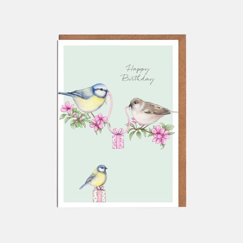 Garden Birds Birthday Card - 'Happy Birthday'