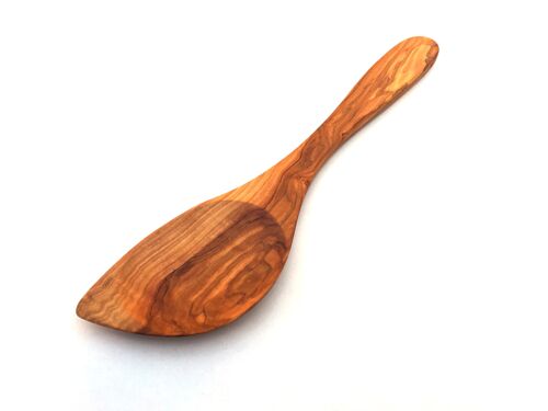 Cooking spoon pointed with a wide handle, length 30 cm, made of olive wood