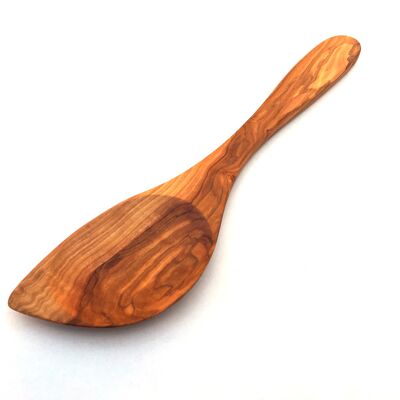 Cooking spoon pointed with a wide handle, length 30 cm, made of olive wood