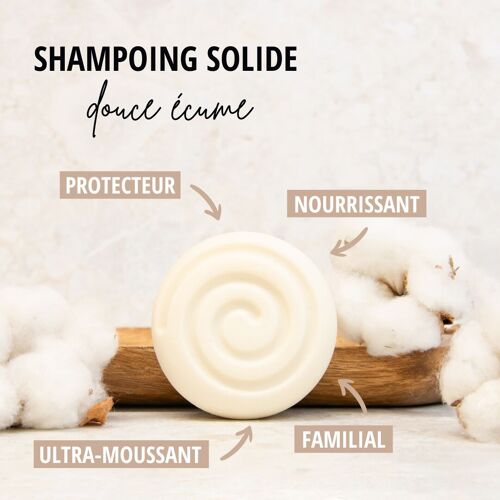 Shampoing solide « Douce Écume » ETUIS - Pour toute la famille - 85gr - FLEUR DE COTON Super moussant