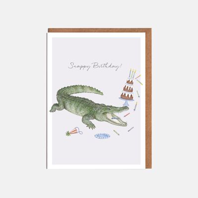 Biglietto di auguri di compleanno con coccodrillo - 'Compleanno scattante'