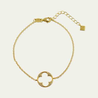 Bracelet Big Shiny Clover, yellow gold plated