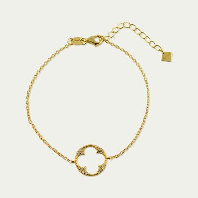 Pulsera Big Shiny Clover, baño de oro amarillo