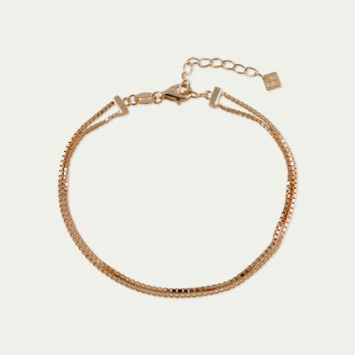 Box chain layering bracelet, rose gold plated