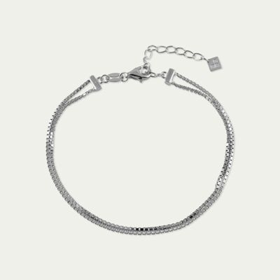 Box Chain Layering Bracelet, Sterling Silver