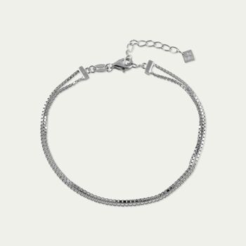 Bracelet Superposition Chaîne Box, Argent Sterling 1