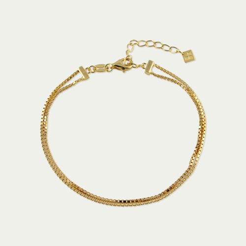 Armkette Box Chain Layering, Gelbgold vergoldet