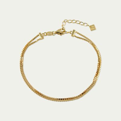 Box Chain Layering Bracelet, Yellow Gold Plated