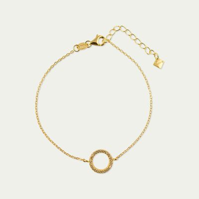 Pulsera Circle con circonitas, baño de oro amarillo