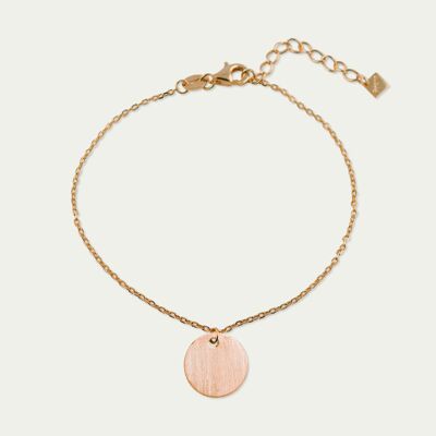 Pulsera Frosted Coin con placa, baño de oro rosa