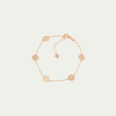 Bracelet Frosted Coin with 5 plates, rose gold plated