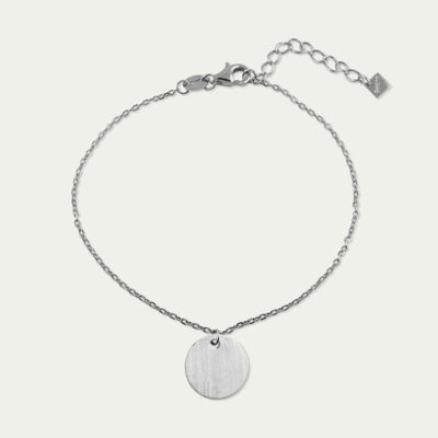 Pulsera Frosted Coin con placa, plata de primera ley