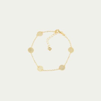 Bracelet Frosted Coin with 5 plates, yellow gold plated