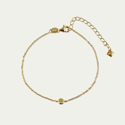 Pulsera Glam con circonita, baño de oro amarillo, cristal