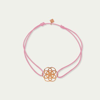 Bracciale portafortuna Flower of life, placcato oro rosa - colore cinturino