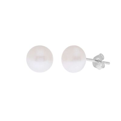 Boucles d'Oreilles Perle Argent Massif