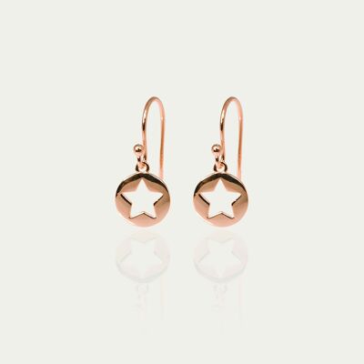 Disc Star earrings, rose gold plated