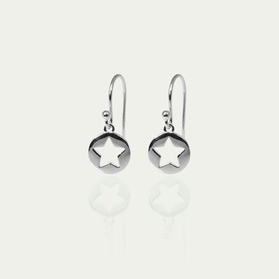 Earrings Disc Star, sterling silver