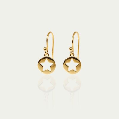 Pendientes Disco Estrella, baño de oro amarillo