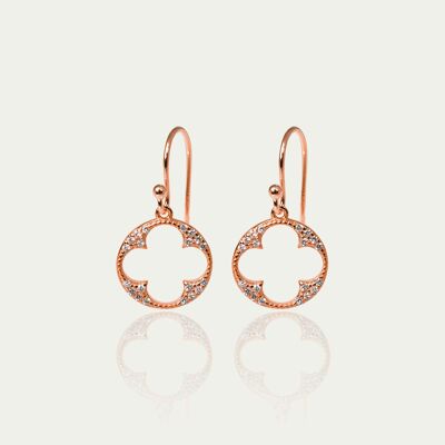 Boucles d'oreilles Big Shiny Clover, plaqué or rose