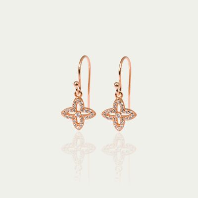 Shiny Clover earrings, rose gold plated