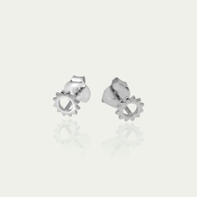 Stud Earrings Sun, Sterling Silver