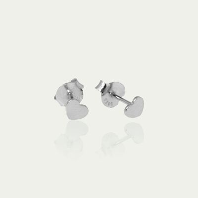 Stud earrings mini heart, sterling silver