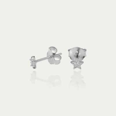 Orecchini a lobo mini stella, argento