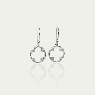 Pendientes Big Shiny Clover, plata de ley