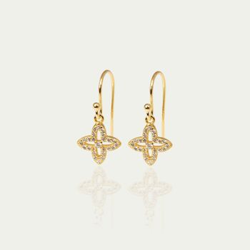 Boucles d'oreilles Shiny Clover, plaqué or jaune 1