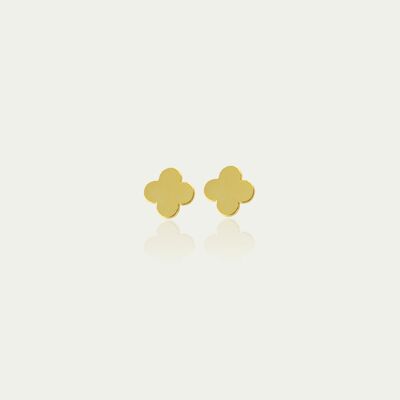 Orecchini a bottone Mini Clover, placcati oro giallo