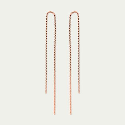 Box chain earrings, rose gold plated