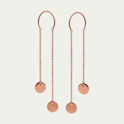 Curved Wire Coin earrings, rose gold plated