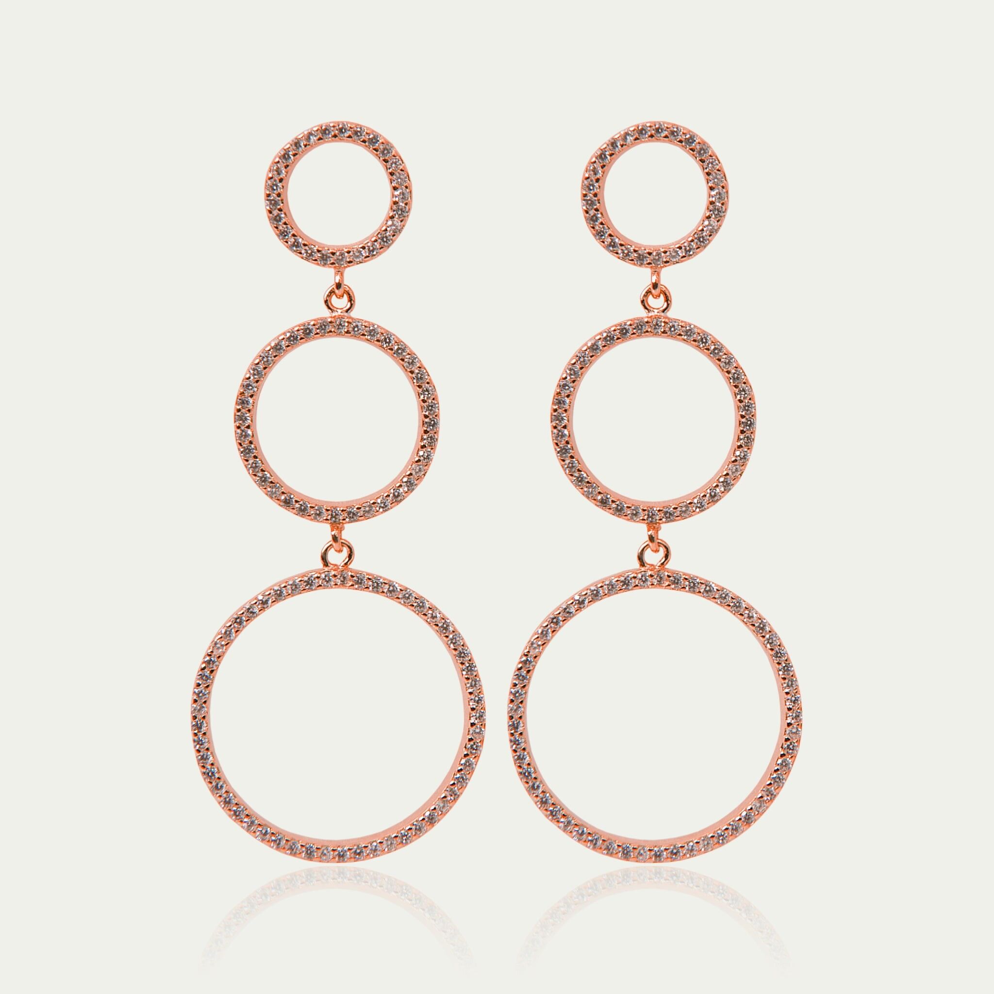 Circles earrings, rose gold plated