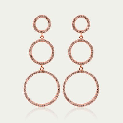 Circles earrings, rose gold plated